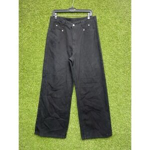 Cider Happy Hour Jeans Womens XL 30x30 Wide Leg Black Denim Pants Baggy NWOT